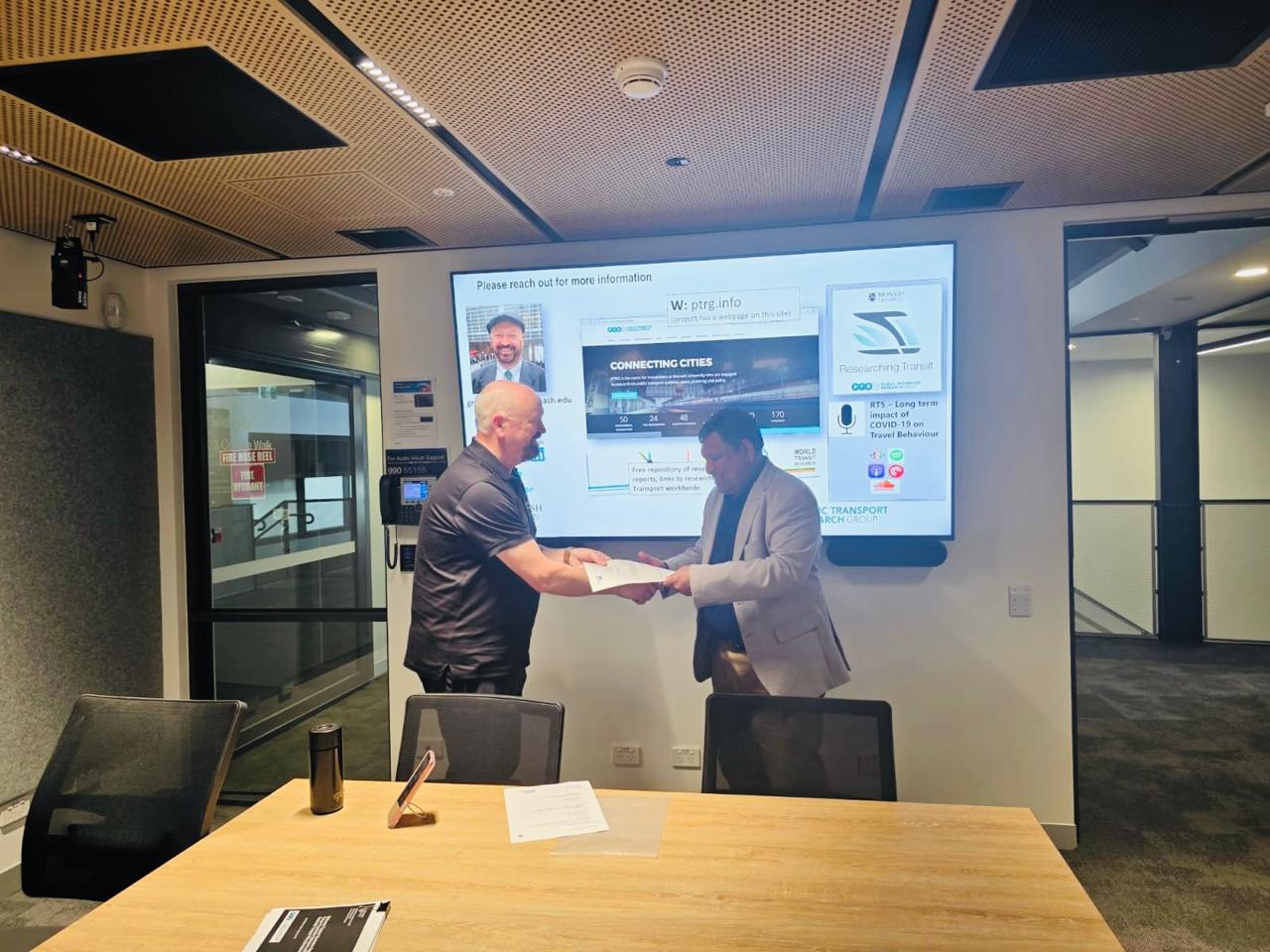 Document handover with Monash PTRG faculty
