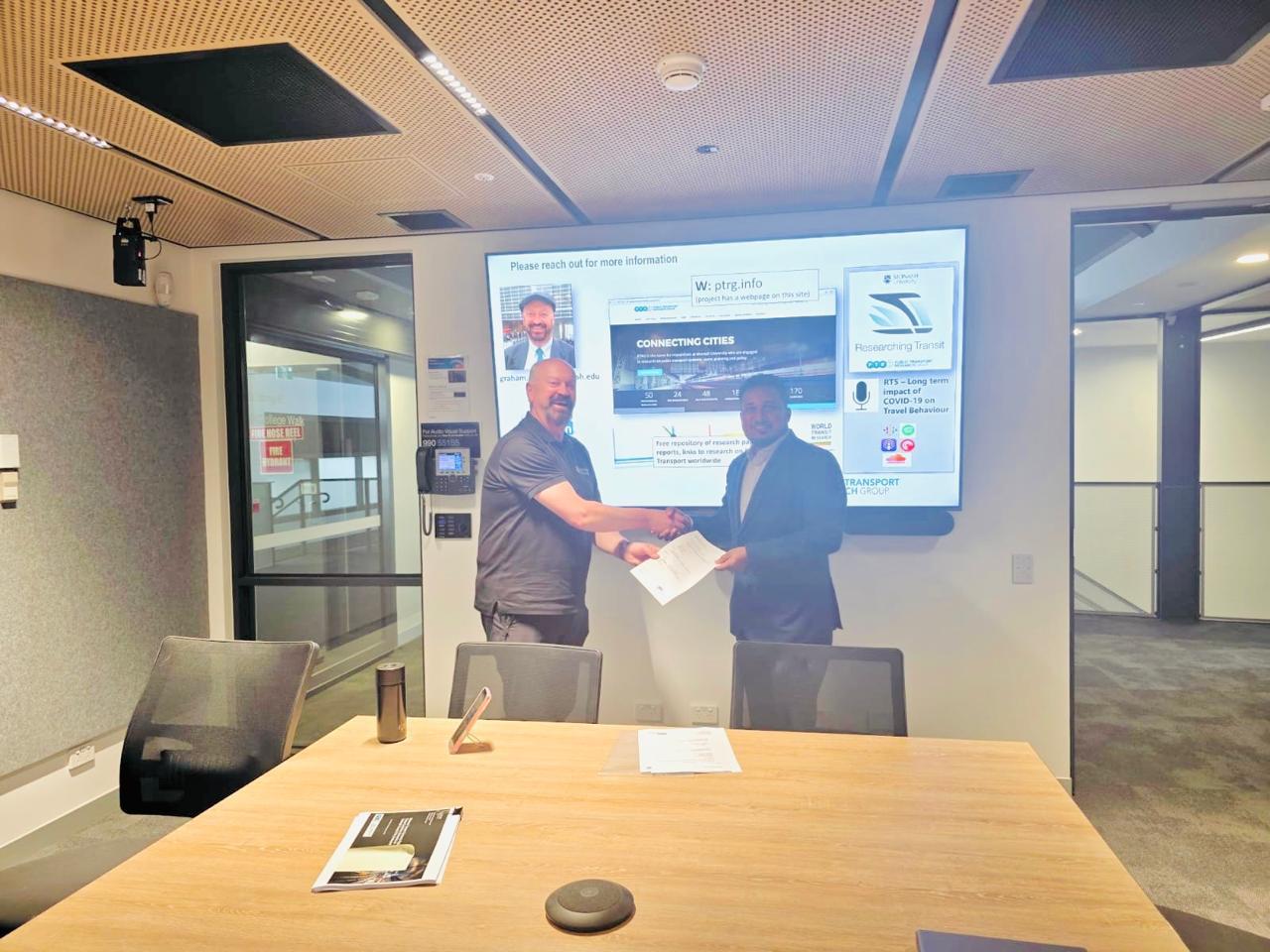 Training session handover at Monash Public Transport Research Group